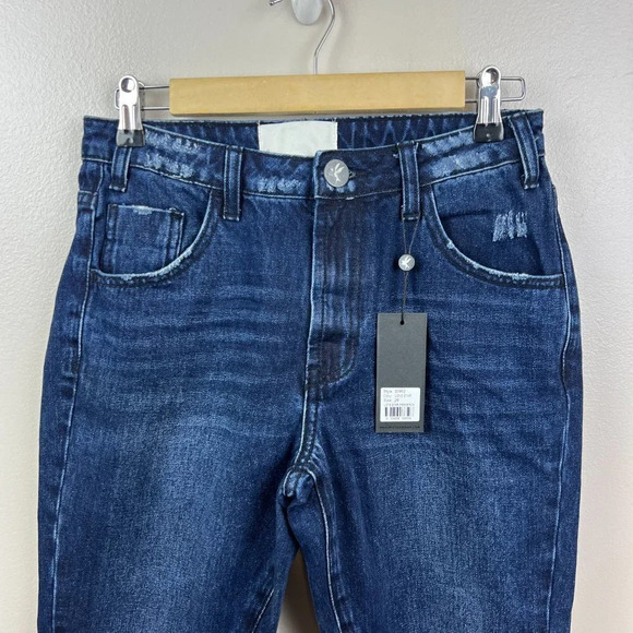 One Teaspoon Freebirds Jeans Size 26 High Rise Dark Wash Distressed Frayed Hem - Picture 5 of 13